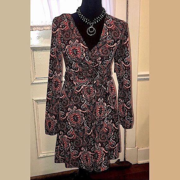 ANTHROPOLOGIE MAEVE Floral Paisley Wrap Front Dress With Belt Sz XS - Picture 16 of 16